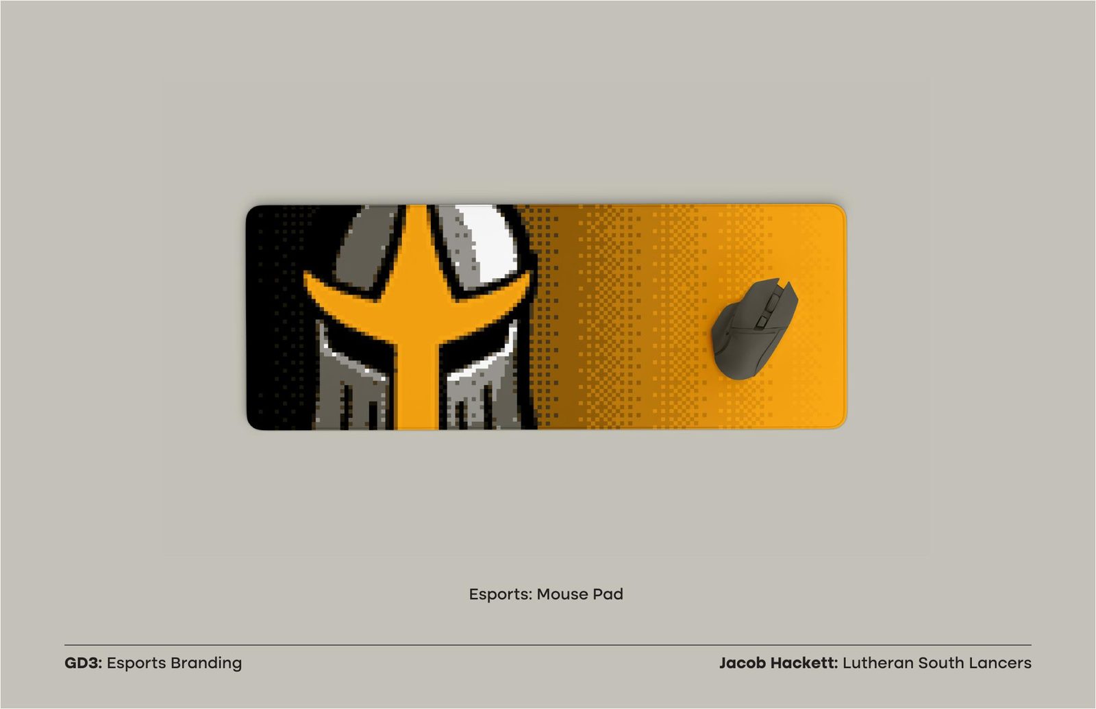 Esports branding presentation slide: Lancers Esports branded mouse pad mockup